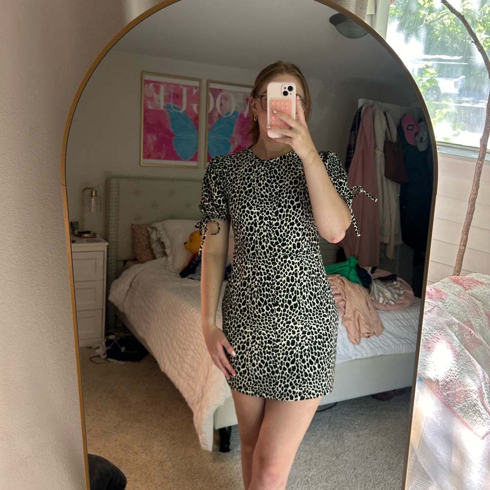 TOPSHOP leopard print mini dress
